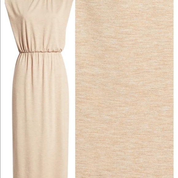 Wayf Padded Shoulder camel Tan Short Sleeve Midi Dress size small - Picture 11 of 11